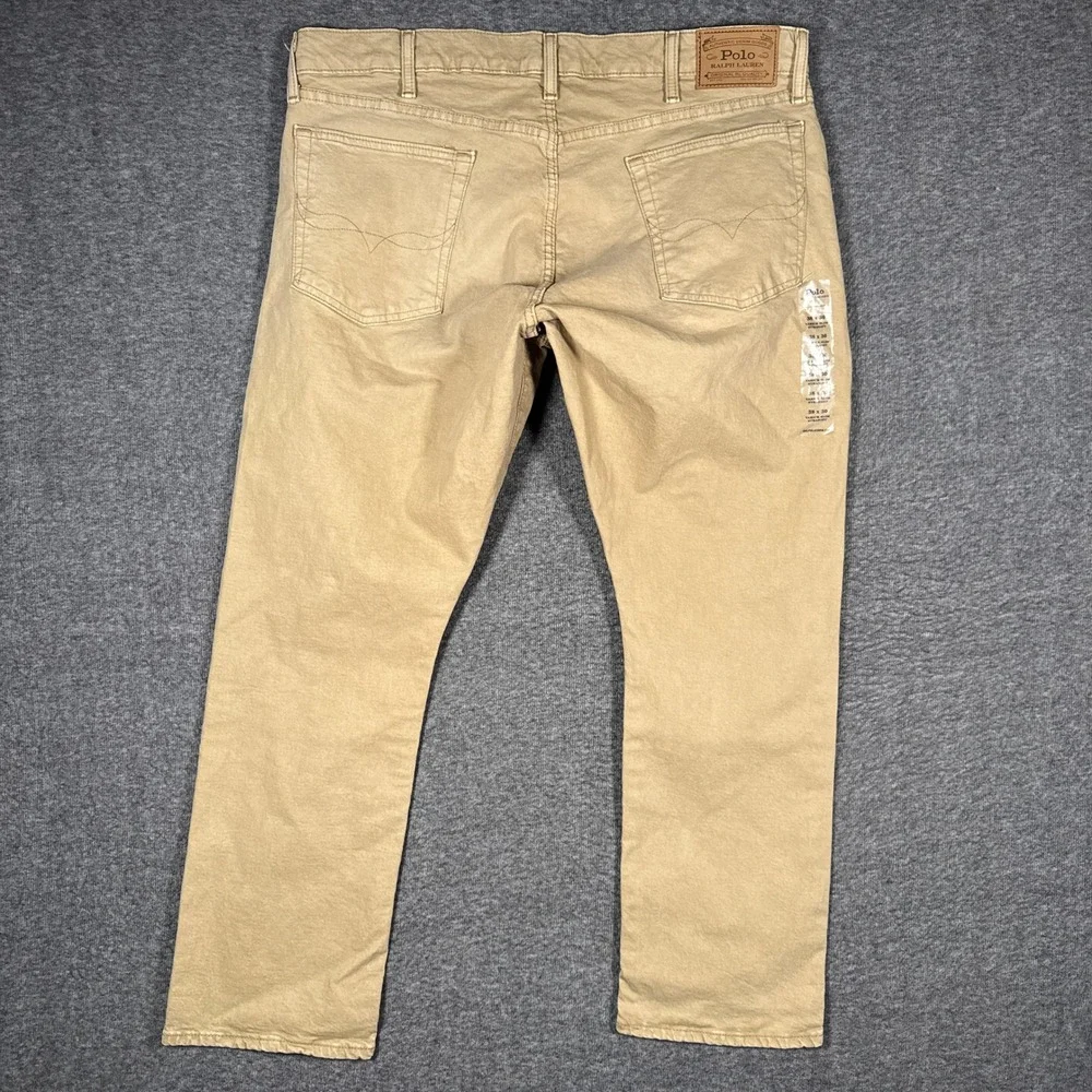 NWOT Polo Ralph Lauren Varick Slim Straight Jeans Mens 38x30 Beige Stretch Pants
